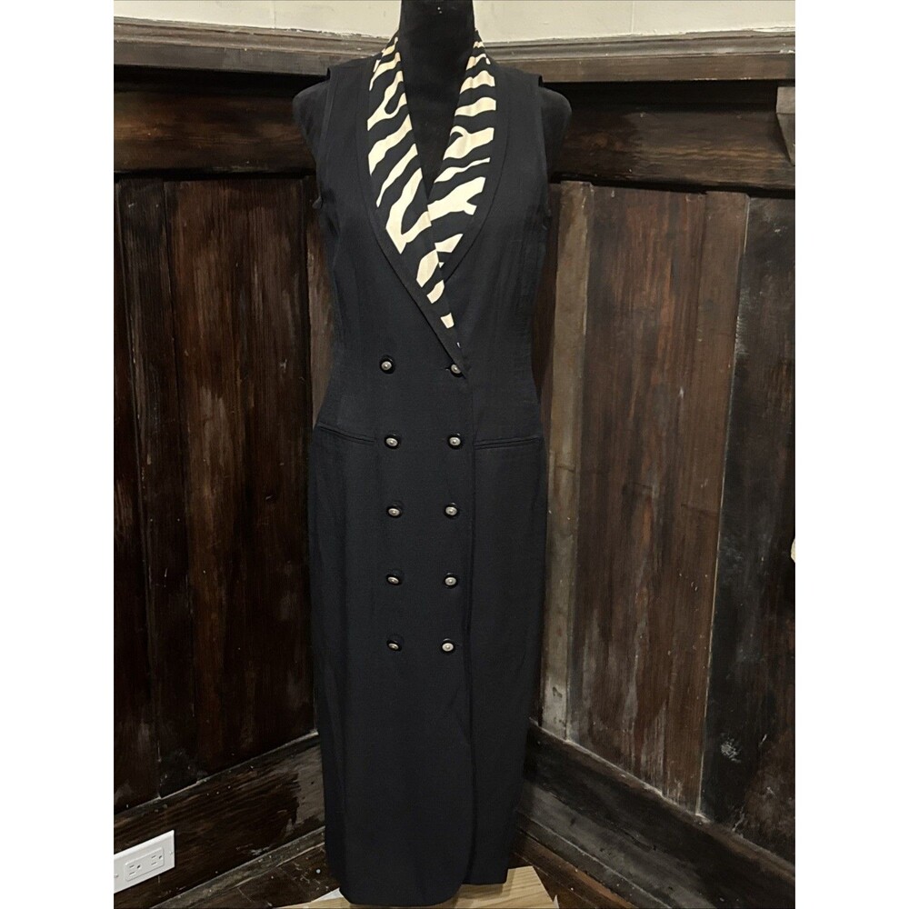 DANNY & NICOLE New York Dress Animal Print Collar SZ 12 Vintage